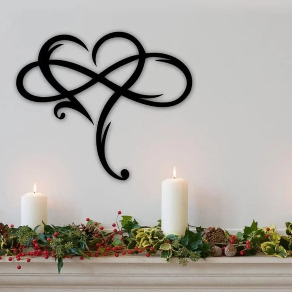 Romantic Infinity Heart Wall Decor - Durable Metal Love Sign 23.6x20.6inch